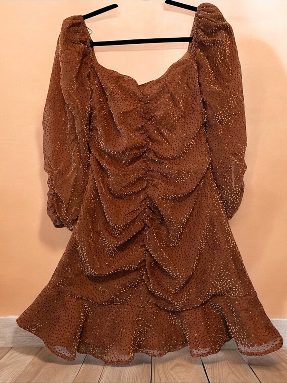 ASTR The Label Textured Dot Dress in Ginger